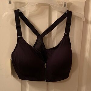 Women's Black Zip-Front Sports Bra